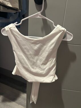 White Women’s Tie-Back Crop Top